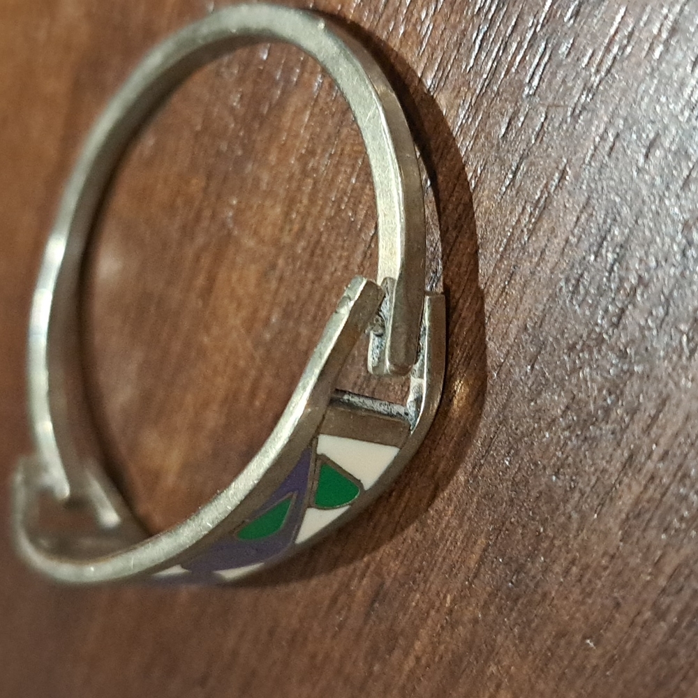 Child Bracelet Mexico 2" across Purple Green White Silver - Picture 5 of 9